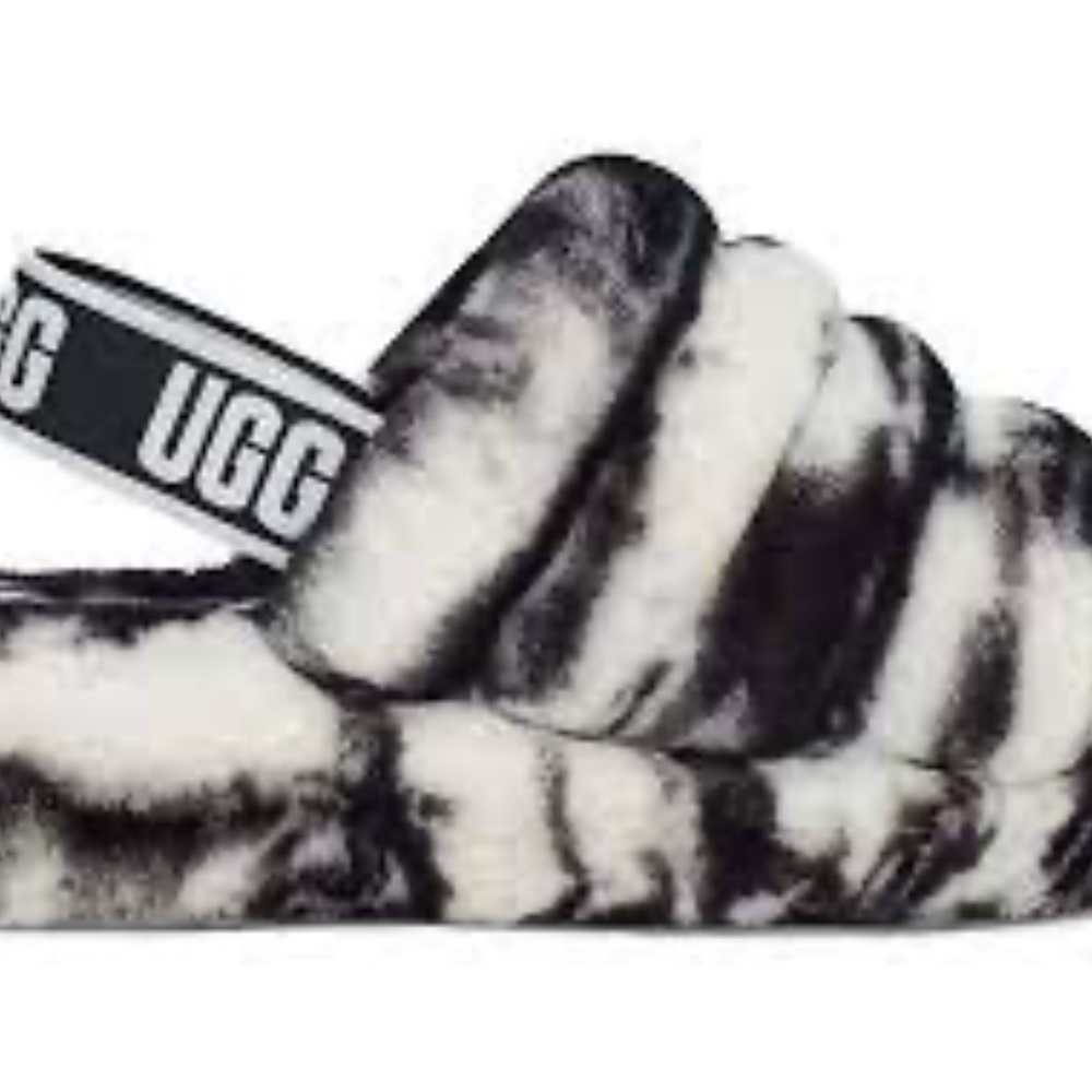 Brand New Never Worn Ugg Fluff Yeah Black Marble Sz 8